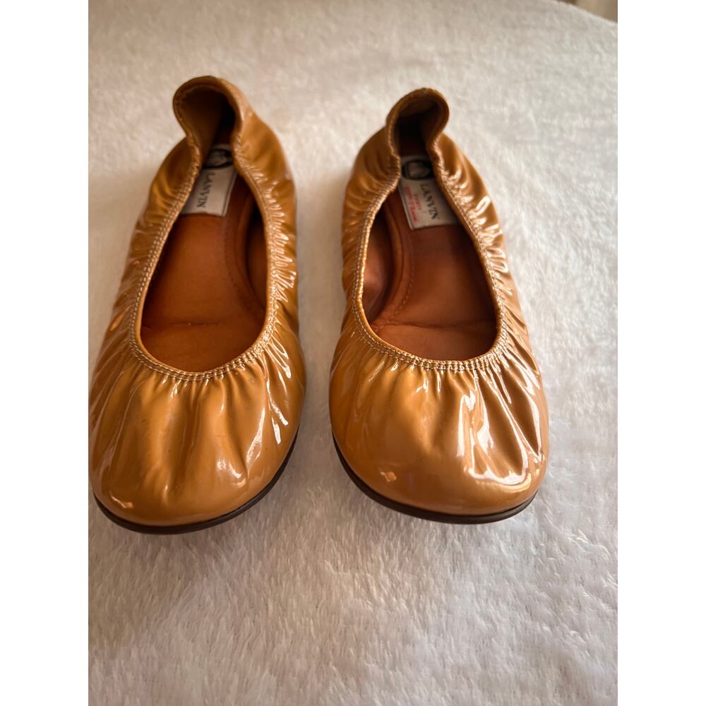 Lanvin Paris Patent Leather Elasticized Ballerina Flats Euro 37 - Picture 2 of 8